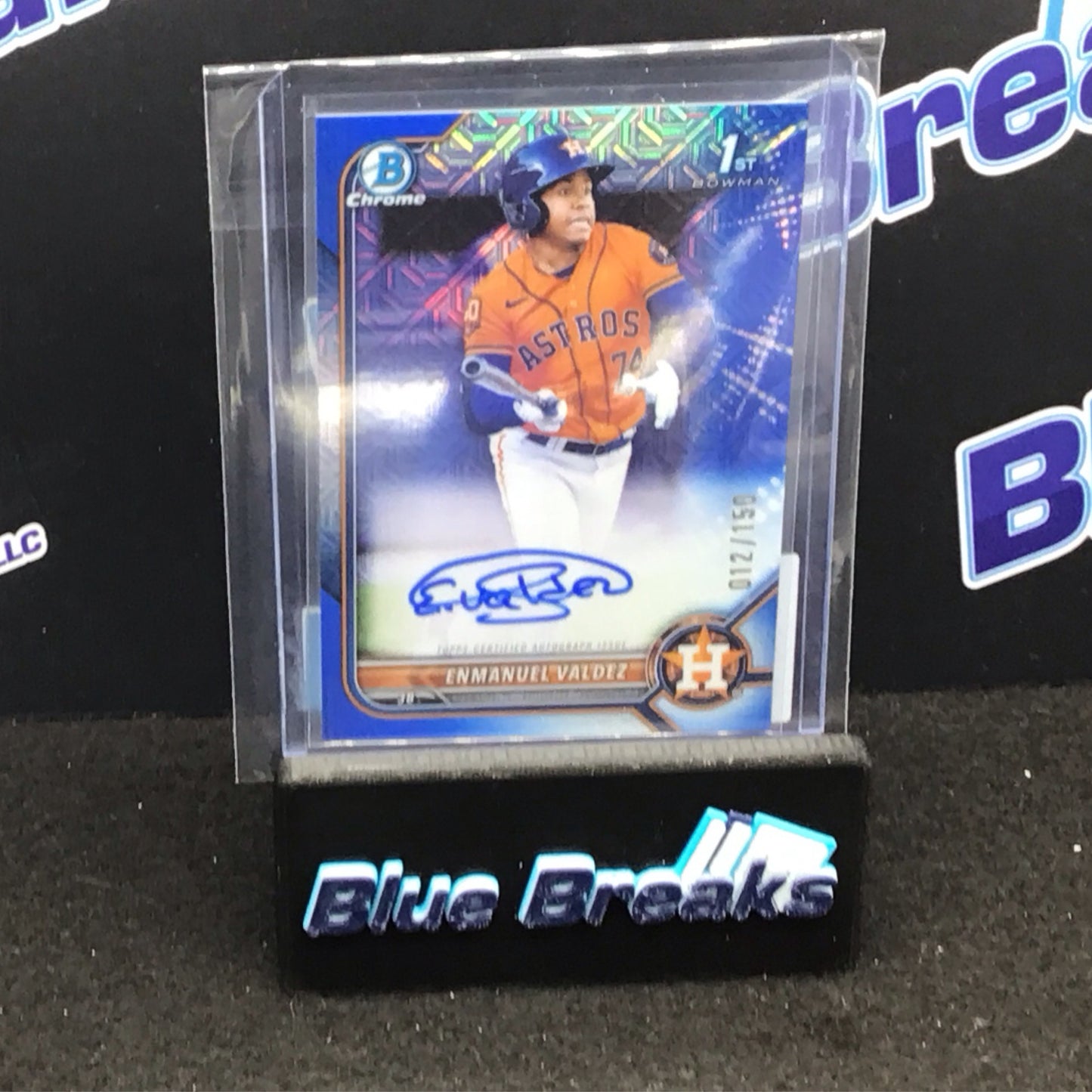 2022 Bowman Chrome 1st Bowman blue HTA choice Emmanuel Valdez auto 012/150 #CPA-EV Astros