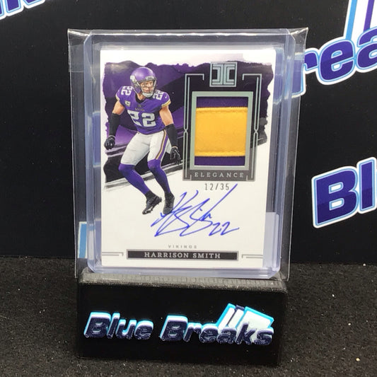 2023 Panini Impeccable Elegance Harrison Smith relic auto 12/35 #VP-HS Vikings