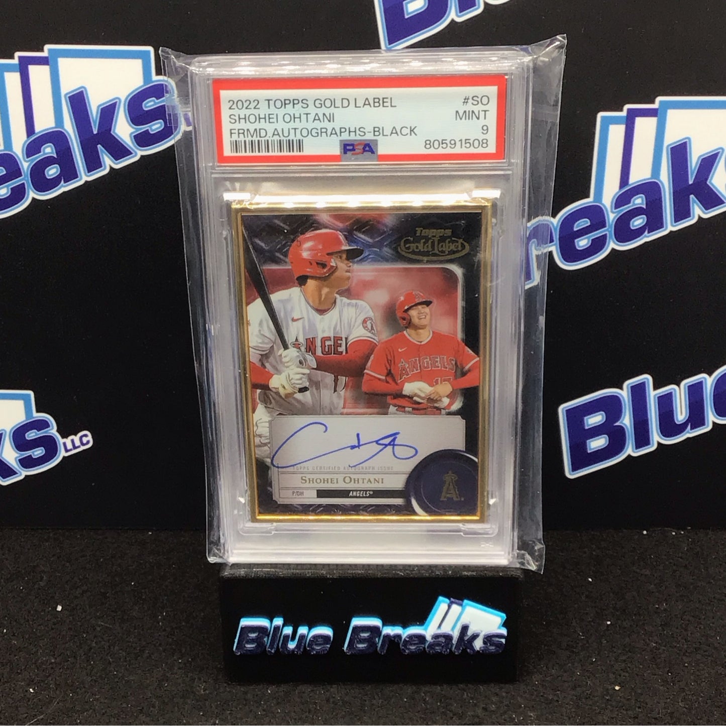2022 Topps Gold Label Framed black autograph Shohei Ohtani #FA-SO PSA 9 Angels