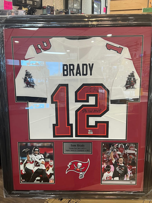 Tom Brady autographed framed jersey