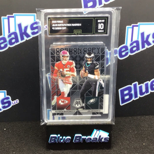 2023 Panini Mosaic Carbon Copy Jalen Hurts/Patrick Mahomes II #CC-2 GMA 10 Chiefs Eagles