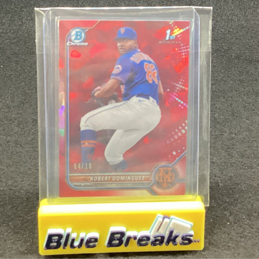 2022 Topps - Bowman Chrome - 1st - Sapphire Red Refractor - Robert Dominguez - 4/10 - #BCP-51 - Baseball - Mets