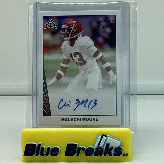 2021 Leaf Football - Malachi Moore auto 8/10 #BA-MM1