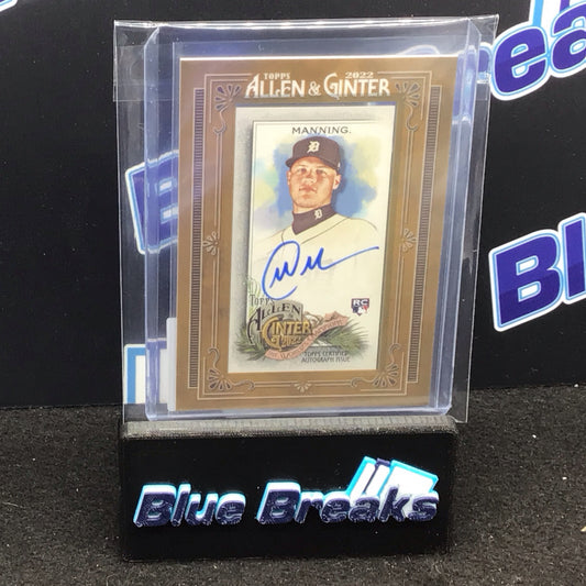 2022 Allen & Ginter gold framed mini Matt Manning auto RC #MA-MMN Tigers