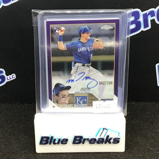 2023 Topps Chrome Purple Refractor Michael Massey auto 042/250 #RA-MM Royals
