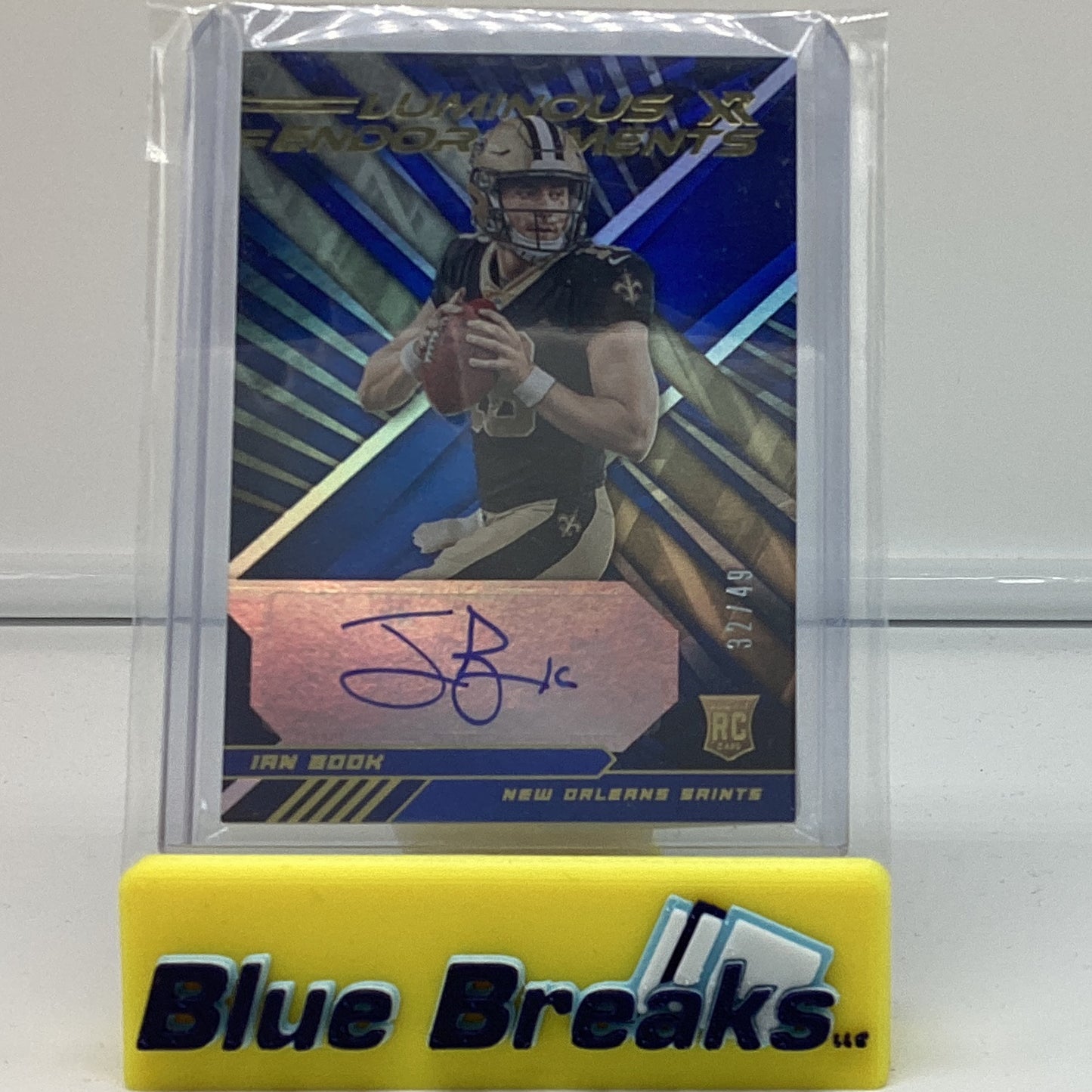 2021 XR Football Luminous Endorsements blue - Ian Book auto 32/49 #LUM-IBO Saints