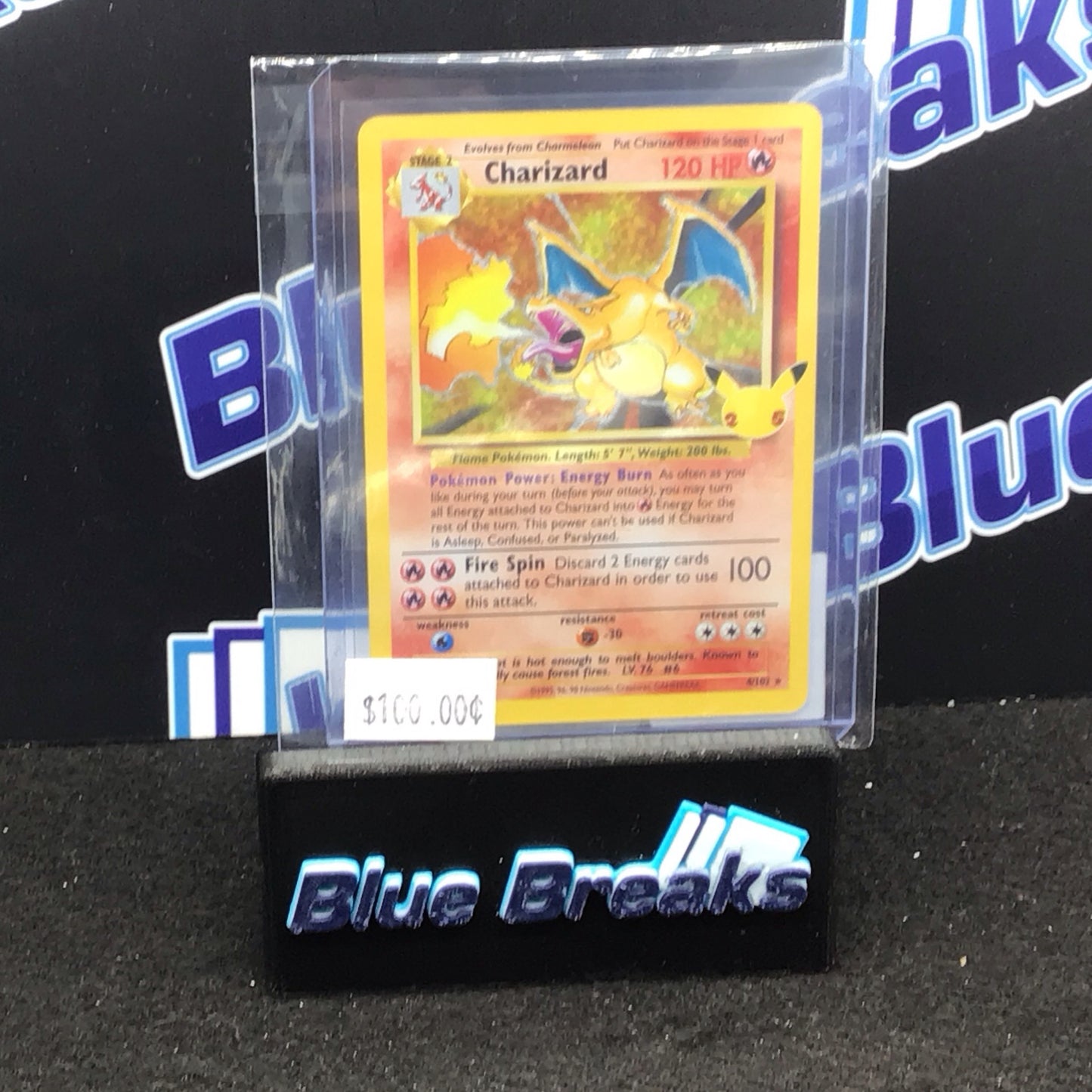 1999 Pokémon Charizard Holo Unlimited Holo Rare Base Set 4/102