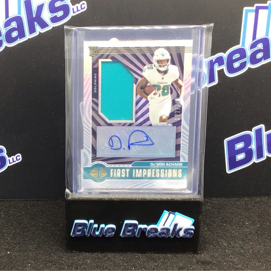 2023 Panini Illusions First Impressions De'Von Achane relic auto 327/399 RC #109 Dolphins