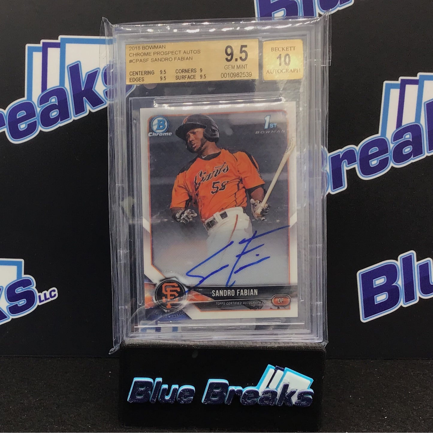 2018 Bowman - Sandro Fabian - Chrome Prospect Autos - San Francisco Giants - CPA-SF - BGS 9.5