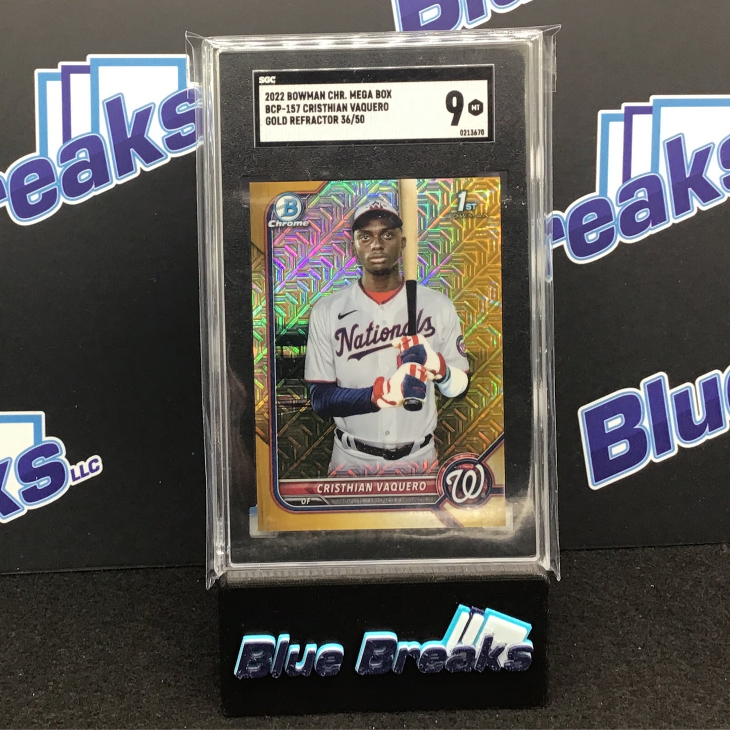 2022 Bowman Chrome Mega Gold Refractor Cristhian Vaquero 36/50 #BCP-157 SGC 9 Nationals