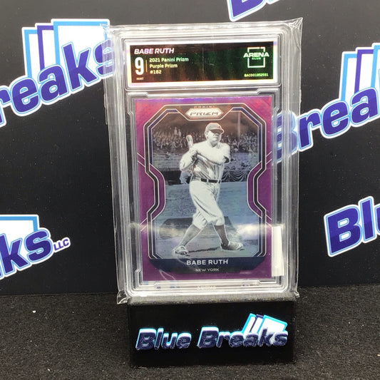 2021 Panini Prizm Purple Prizm Babe Ruth #182 Arena Club 9 Yankees