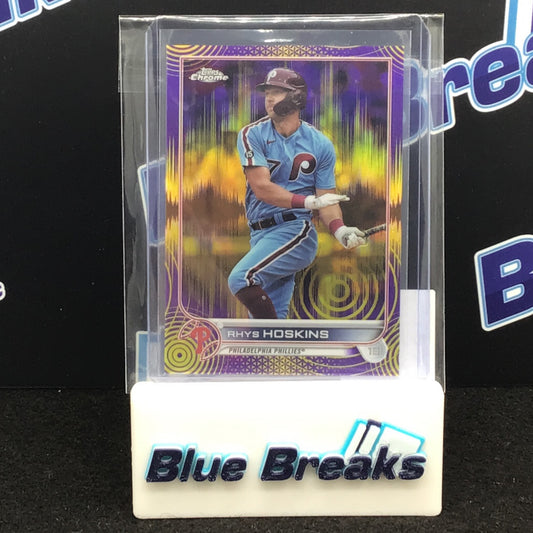 2022 Topps Chrome Purple Yellow Sonic Pulse Rhys Hoskins 019/299 #8 Phillies