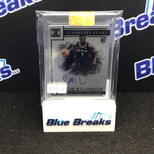 2019-20 Panini Impeccable Stainless Stars Zion Williamson auto RC 27/49 #ST-ZWL Pelicans