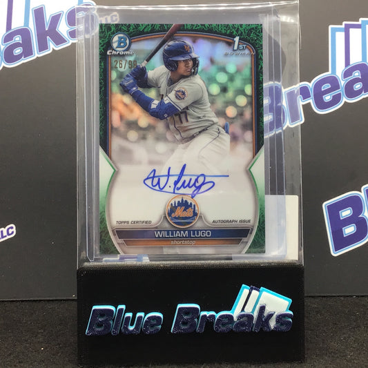 2023 Bowman Chrome 1st Bowman Green Grass Refractor William Lugo auto 26/99 #CPA-WL Mets