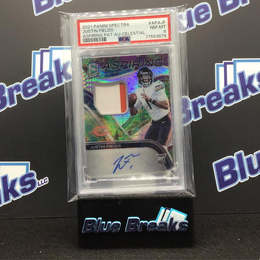 2021 Panini Spectra - Justin Fields - Aspiring - Celestial - Chicago Bears - 05/50 - PSA 8