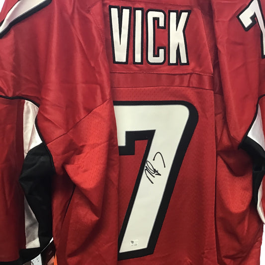 Michael Vick red Falcons autographed jersey GA GV114502