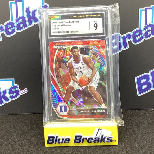 2021 Panini Prizm Draft Picks - 63 - Zion Williamson - Red Ice - New Orleans Pelicans