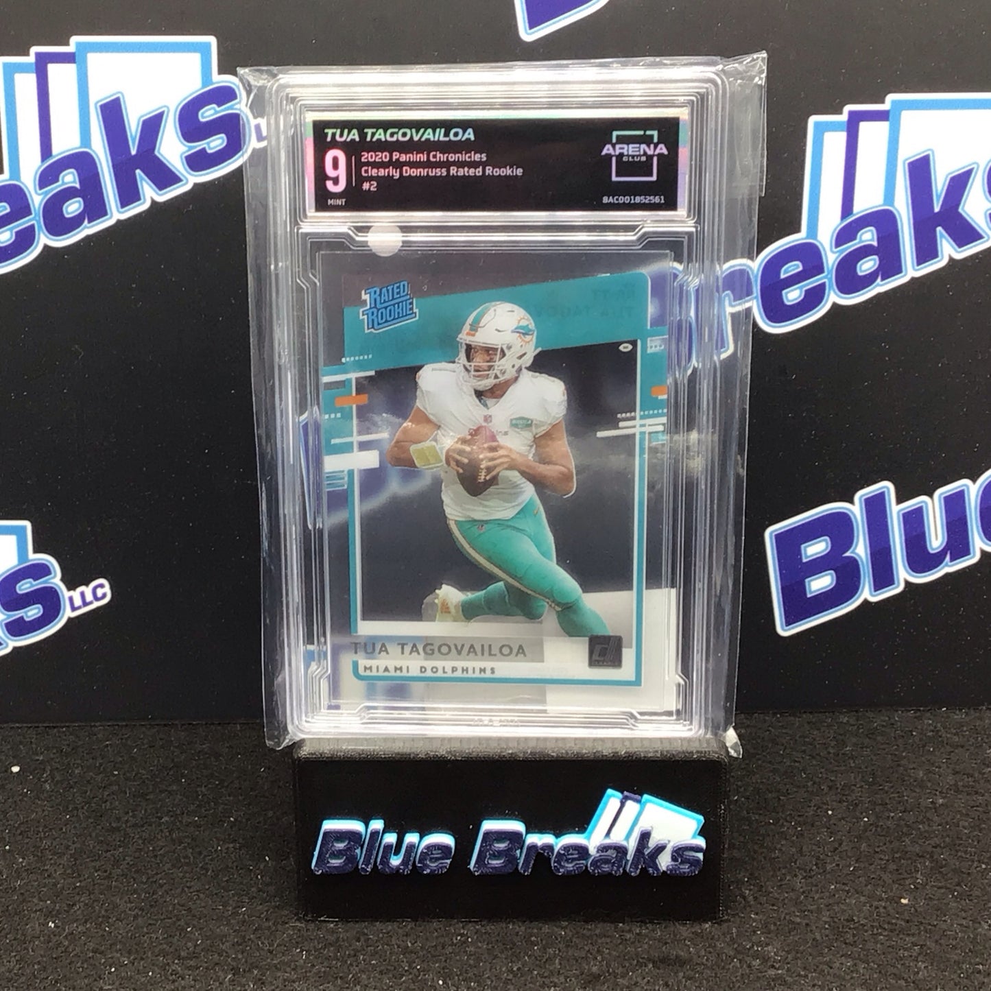 2020 Panini Chronicles Clearly Donruss Rated Rookie Tua Tugovailoa #2 Arena Club 9 Dolphins