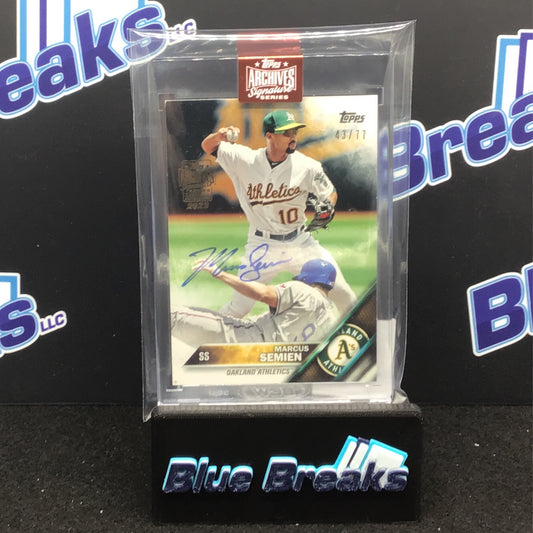 2023 Topps Archives Signature Series 2016 Topps Series 1 Marcus Semien 43/77 #105 Athletics
