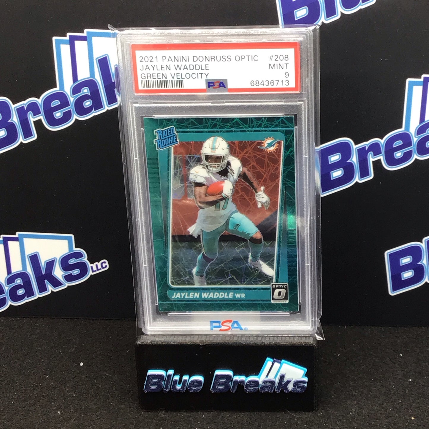 2021 Panini Donruss Optic green velocity Jaylen Waddle RC #208 PSA 9 Dolphins