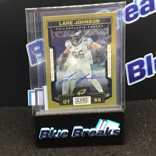 2023 Panini Score Gold Zone Lane Johnson auto 15/15 #250 Eagles