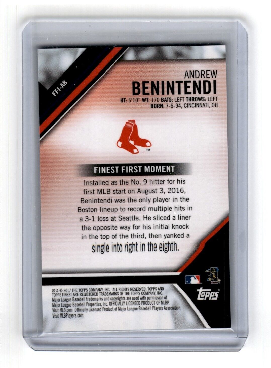 Finest Firsts Andrew Benintendi #FFI-AB Base Set