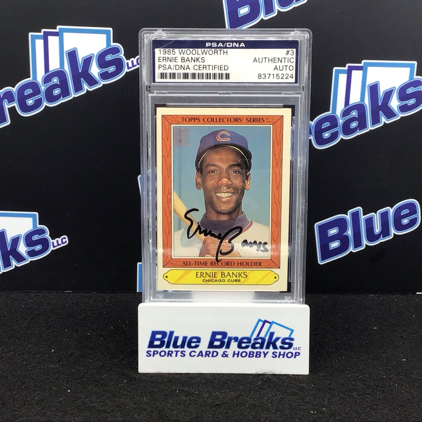 1985 Topps Collectors' Series Woolworth Ernie Banks in person auto #3 PSA authentic Cubs