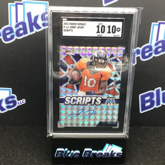 2021 Panini Mosaic Scirpts Jerry Jeudy #S-JJ SGC 10 10 auto Broncos