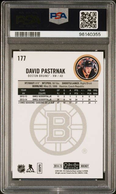 2014 Upper Deck - O-Pee-Che Platinum - David Pastrnak - #177 - PSA 10 - hockey - Bruins