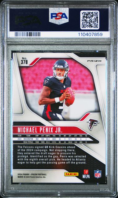 2024 Panini - Prizm - pink prizm - Michael Penix Jr - RC - #378 - PSA 9 - football - Falcons