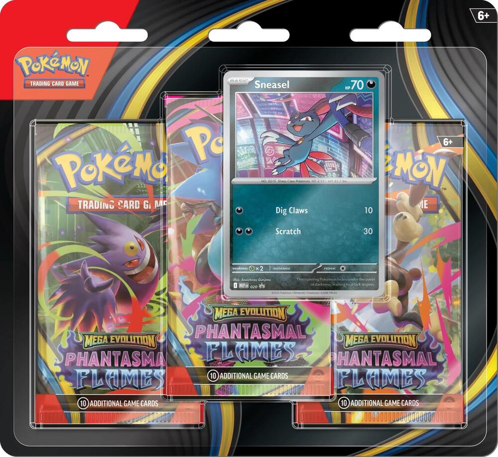 Pokémon - Phantasmal Flames 3 Pack Blister [Sneasel] - ME02: Phantasmal Flames (PFL) - Sealed Wax