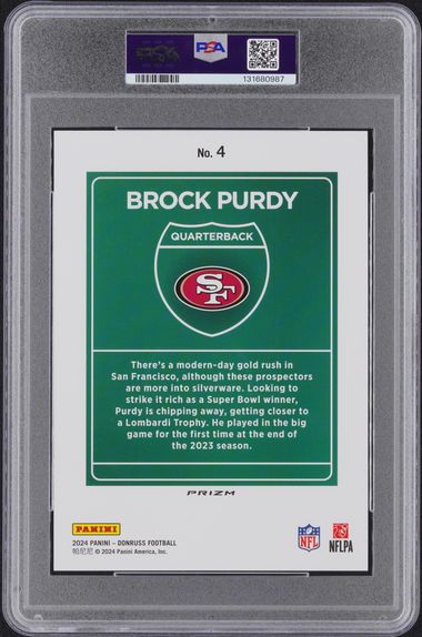 2024 Panini - Donruss - Downtown! - Oversize - Brock Purdy - #4 - PSA 9 - football - 49ers