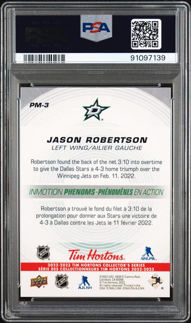 2022 Upper Deck - Tim Hortons - Inmotion Phenoms - Jason Robertson - PSA10 - #PM-3 - Ice Hockey - Stars