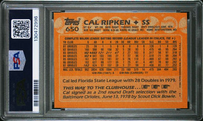 1988 Topps - Cal Ripken Jr - #650 - PSA 8 - baseball - Orioles