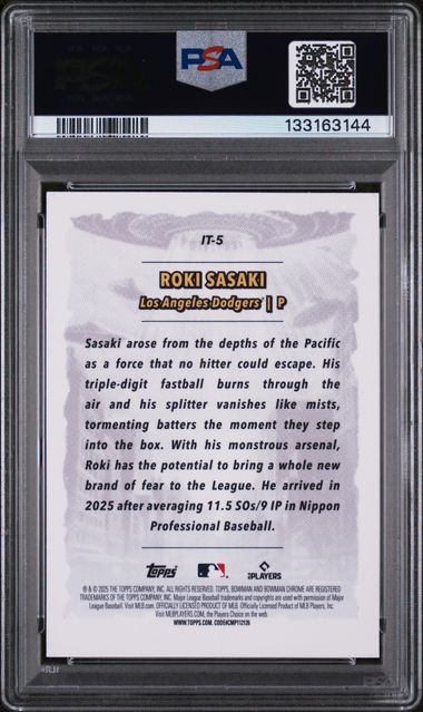 2025 Bowman Chrome - It Came to the League - Roki Sasaki - RC - #IT-5 - PSA 10 - baseball - Dodgers