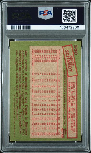 1985 Topps - Mike Schmidt - #500 - PSA 5 - baseball - Phillies