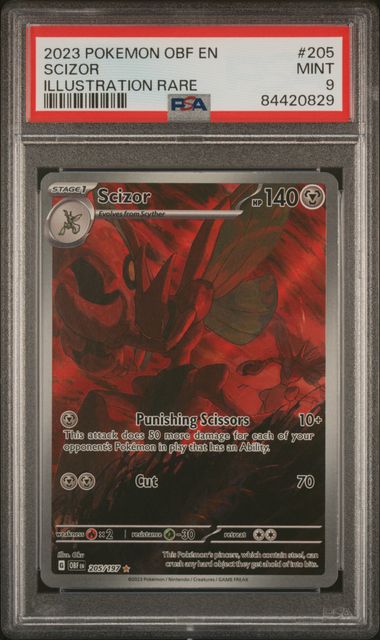 2023 Pokémon - Obsidian Flames - Illustration Rare - Scizor - #205 - PSA