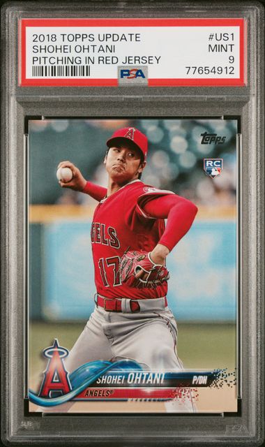 2018 Topps - Update - Pitching in Red Jersey - Shohei Ohtani - RC - #US1 - PSA 9 - baseball - Angels