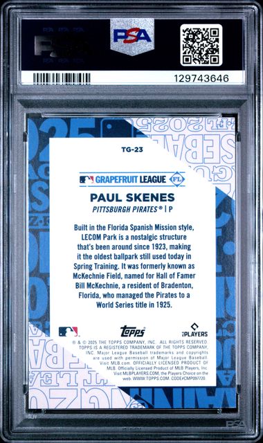 2025 Topps - Training Grounds - Grapefruit League - Paul Skenes - #TG-23 - PSA 9 - baseball - Pirates