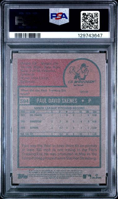 2024 Topps - Heritage - Paul Skenes - RC - #594 - PSA 10 - baseball - Pirates