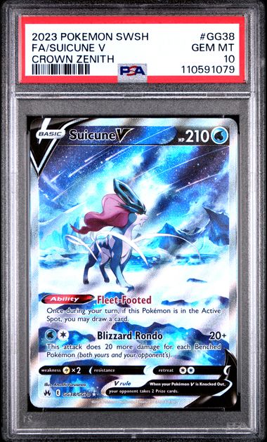 2023 Pokémon - Crown Zenith - Suicune V - Full Art - #GG38 - PSA 10