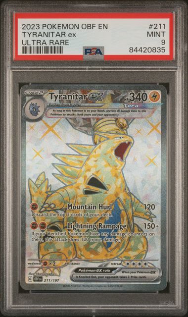 2023 Pokémon - Obsidian Flames - Ultra Rare - Tyranitar ex - #211 - PSA 9
