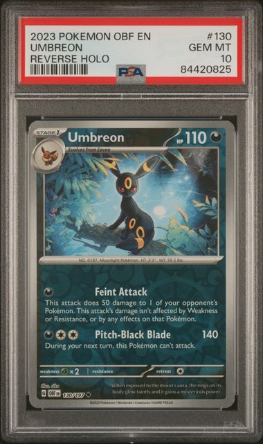 2023 Pokémon - Obsidian Flames - Reverse Holo - Umbreon - #130 - PSA 10