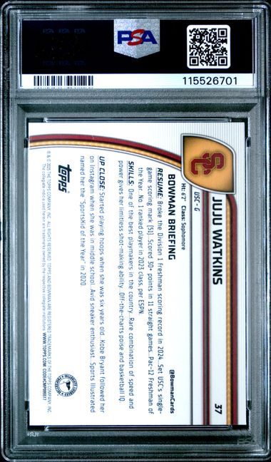 2024 Bowman Chrome U - JuJu Watkins - Green Shimmer - Basketball - USC - WNBA - #37 - PSA 10