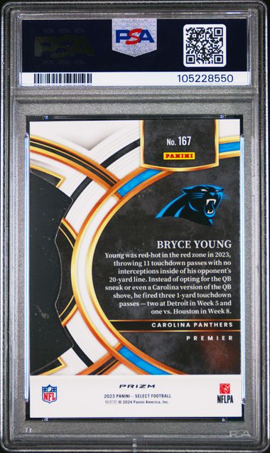 2023 Panini Select - Die-Cut - red & yellow prizm - Bryce Young - RC - #167 - PSA 10 - football - Panthers
